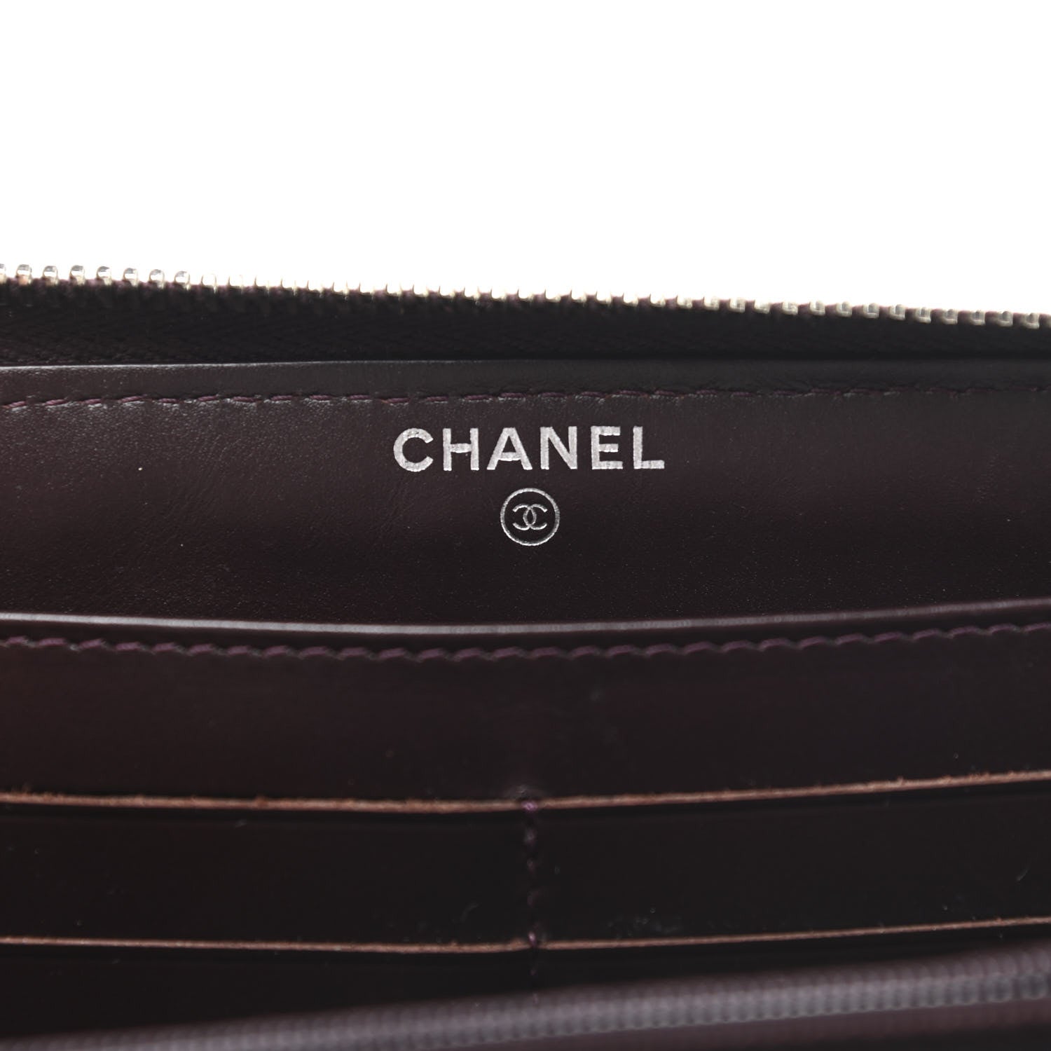 Chanel Patent Double Quilted Zip Around Wallet Burgundy 6 of 9