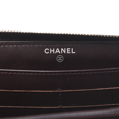 Chanel Patent Double Quilted Zip Around Wallet Burgundy 6 of 9