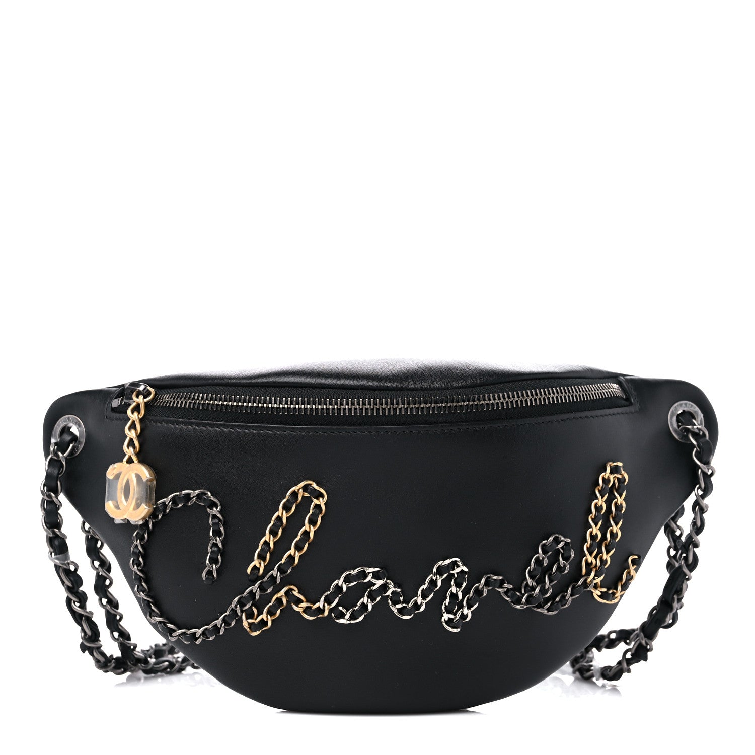 Chanel Calfskin Chain 20s Signe Waist Bag Black 1 of 10