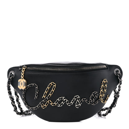 Chanel Calfskin Chain 20s Signe Waist Bag Black 1 of 10