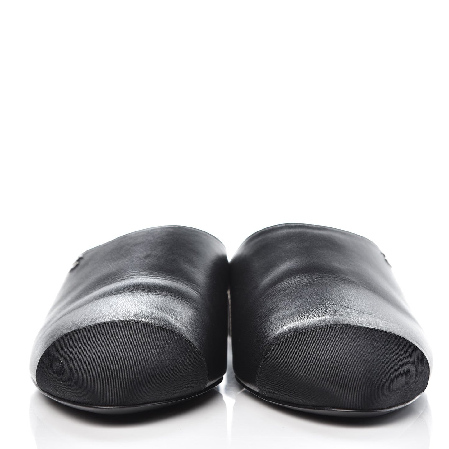 Lambskin Grosgrain Cap Toe CC Mules 40.5 Black