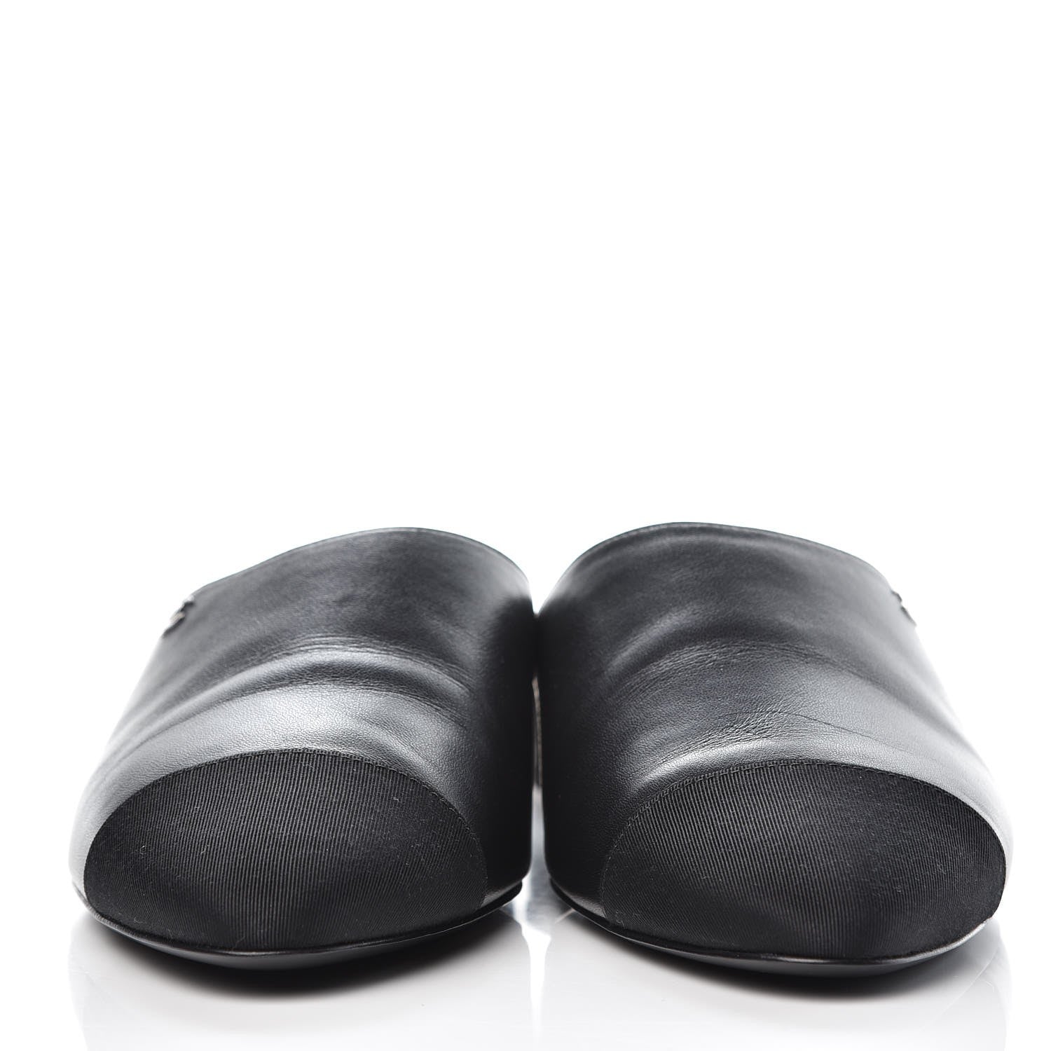 Chanel Lambskin Grosgrain Cap Toe CC Mules 40.5 Black 2 of 11