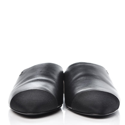 Chanel Lambskin Grosgrain Cap Toe CC Mules 40.5 Black 2 of 11