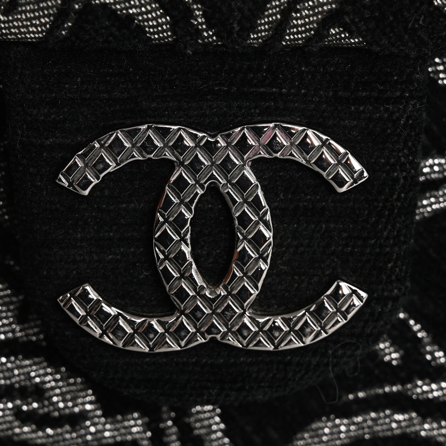 Chanel Tweed CC Cruise Small Chain Flap Black Silver 15 of 19