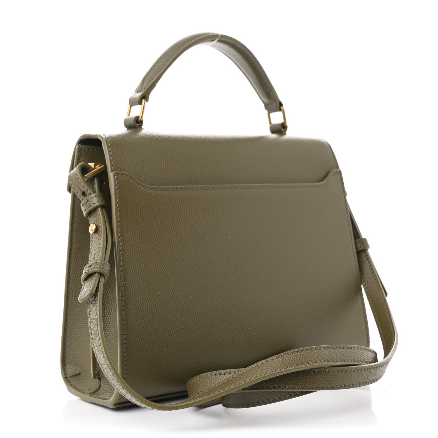 Saint Laurent Grain de Poudre Mini Classic Monogram Cassandra Top Handle Olive 3 of 11