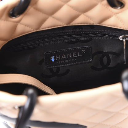Chanel Calfskin Quilted Small Cambon Tote Beige Black 9 of 12