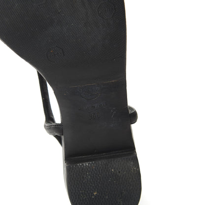 Chanel Lambskin Crystal CC Thong Sandals 36 Black 9 of 11