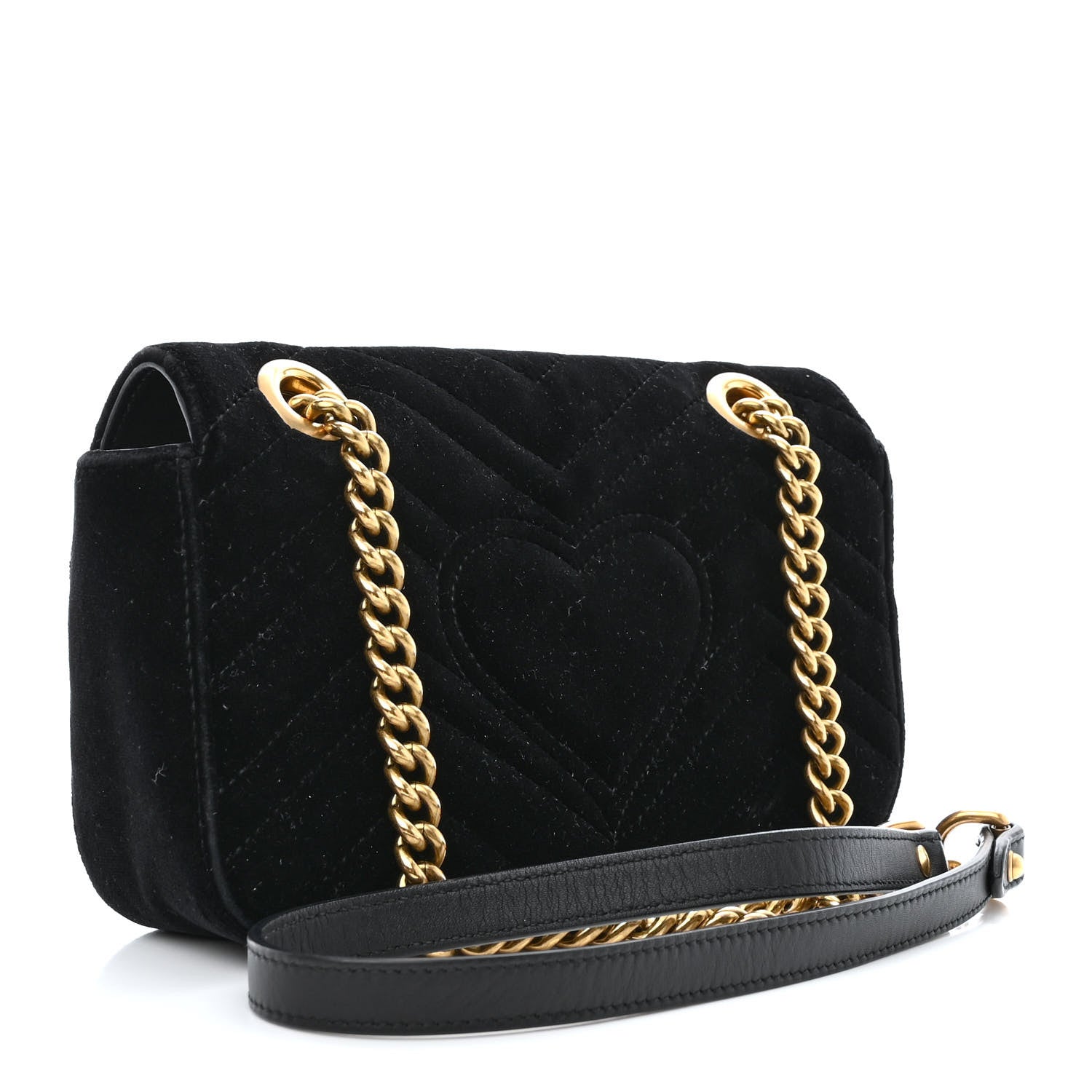 Gucci Velvet Matelasse Mini GG Marmont Shoulder Bag Black 3 of 13