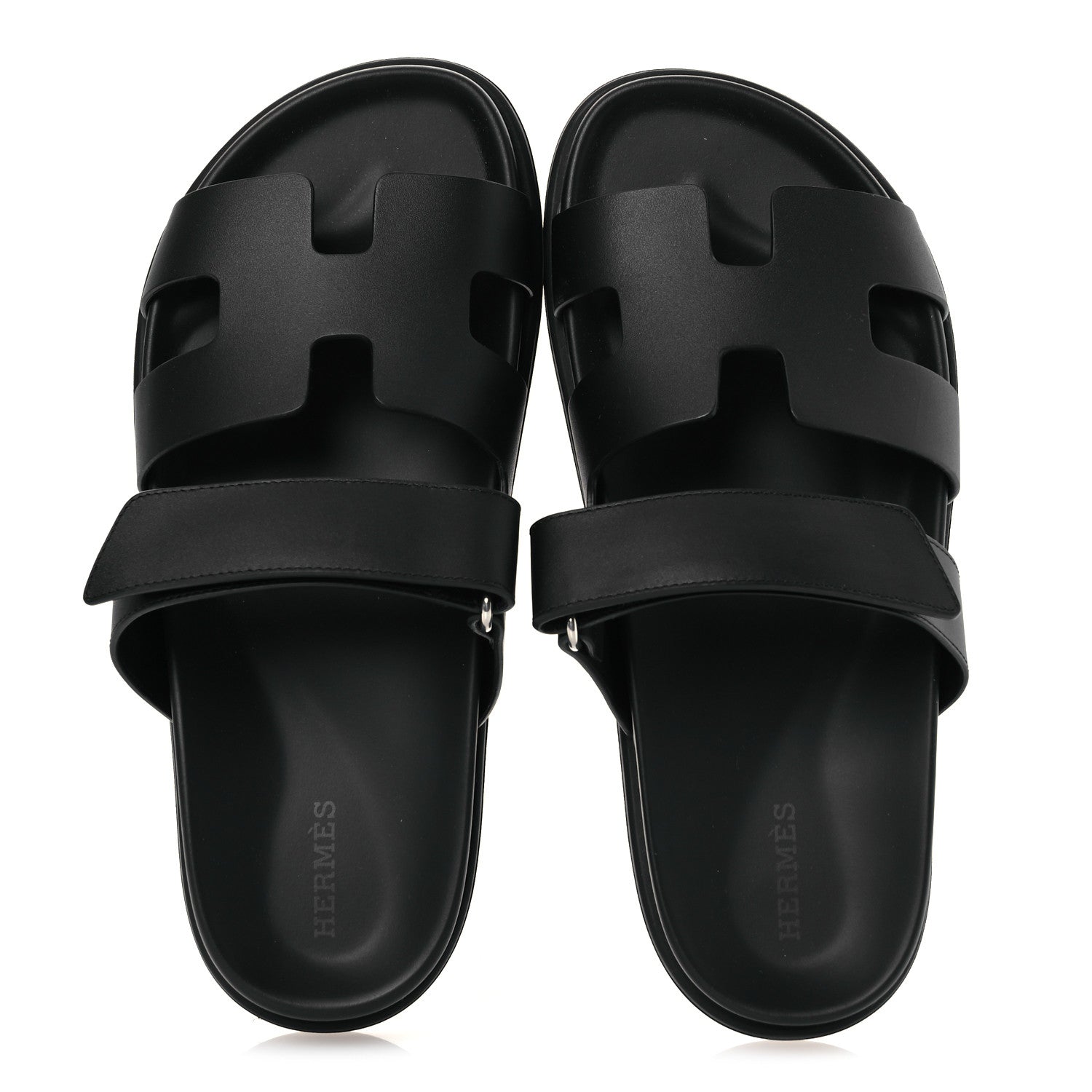 Hermes Calfskin Womens Chypre Sandals 38 Black 2 of 12