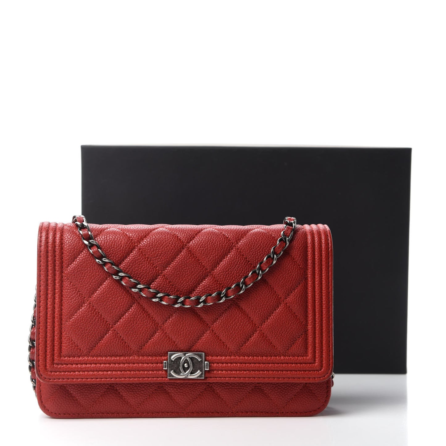 Caviar Quilted Boy Wallet On Chain WOC Red