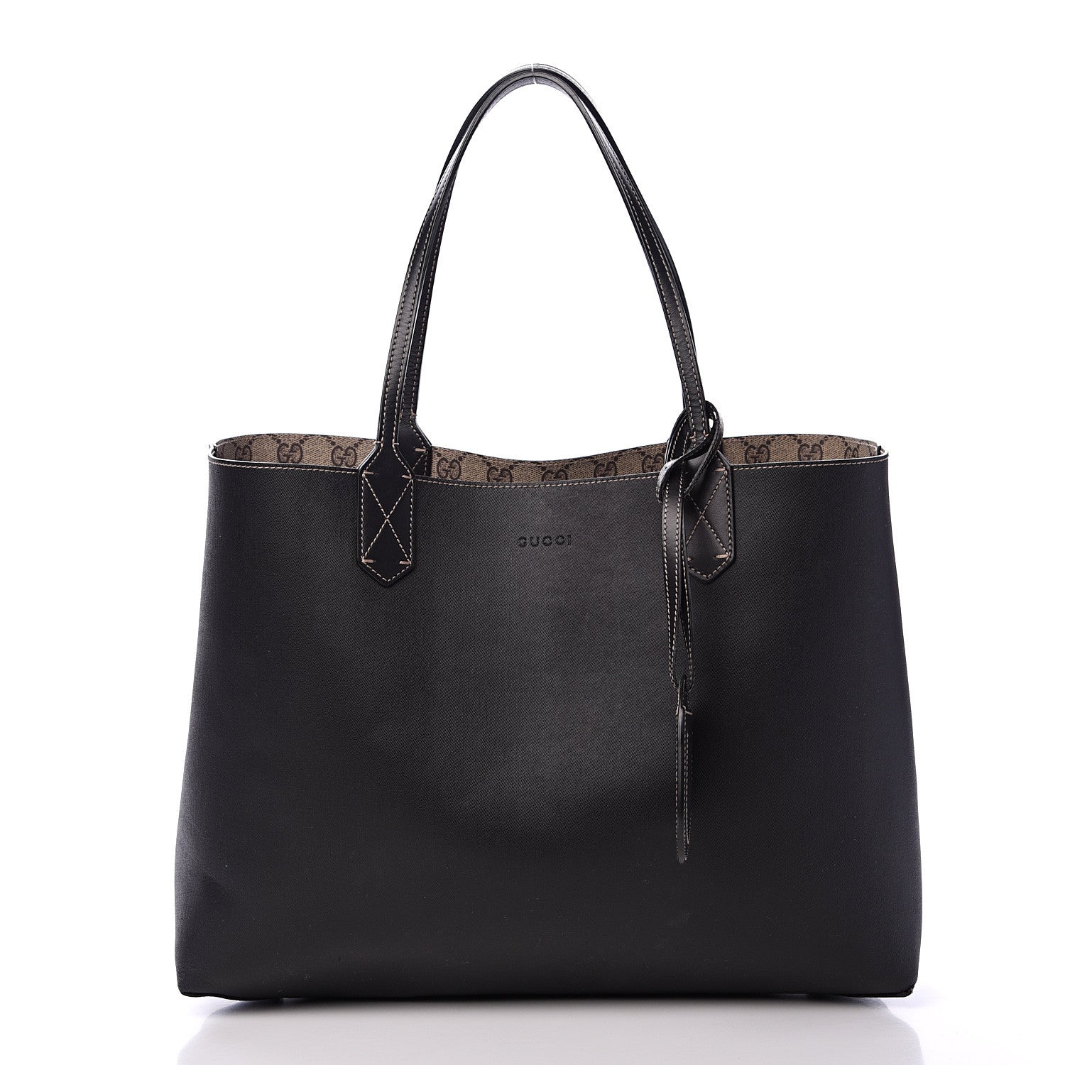 Gucci Calfskin GG Supreme Monogram Medium Reversible Tote Black 2 of 16