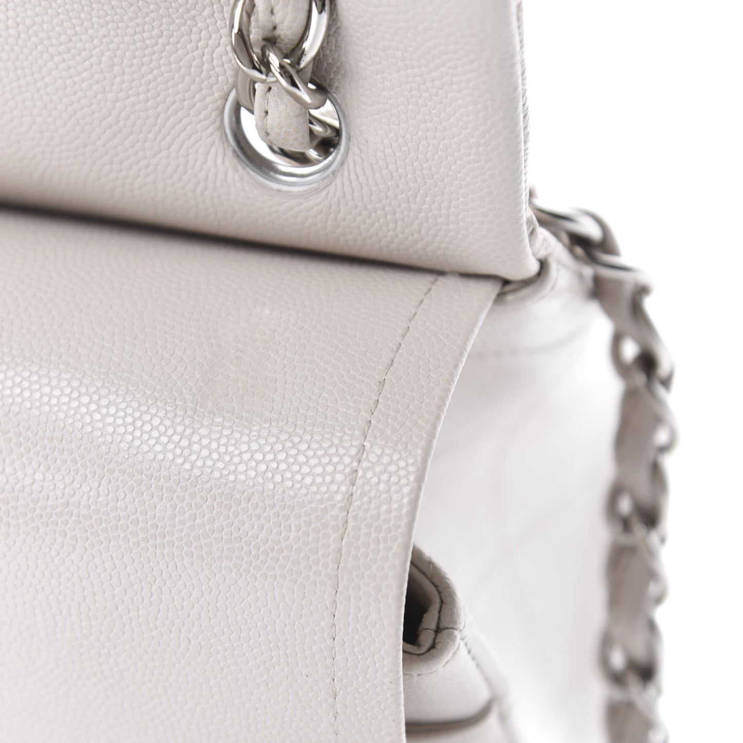 Caviar Quilted Jumbo Double Flap White