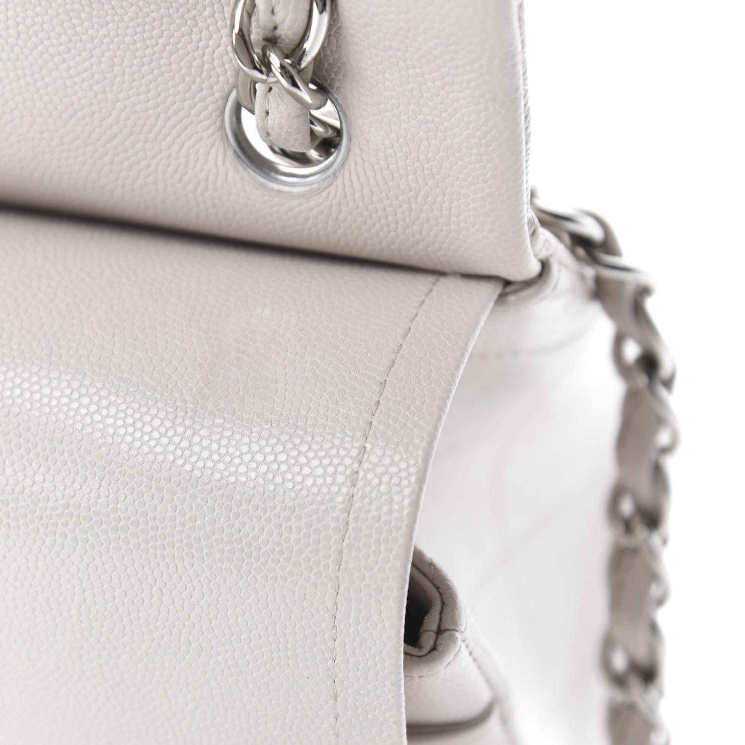 Chanel Caviar Quilted Jumbo Double Flap White 9 of 15