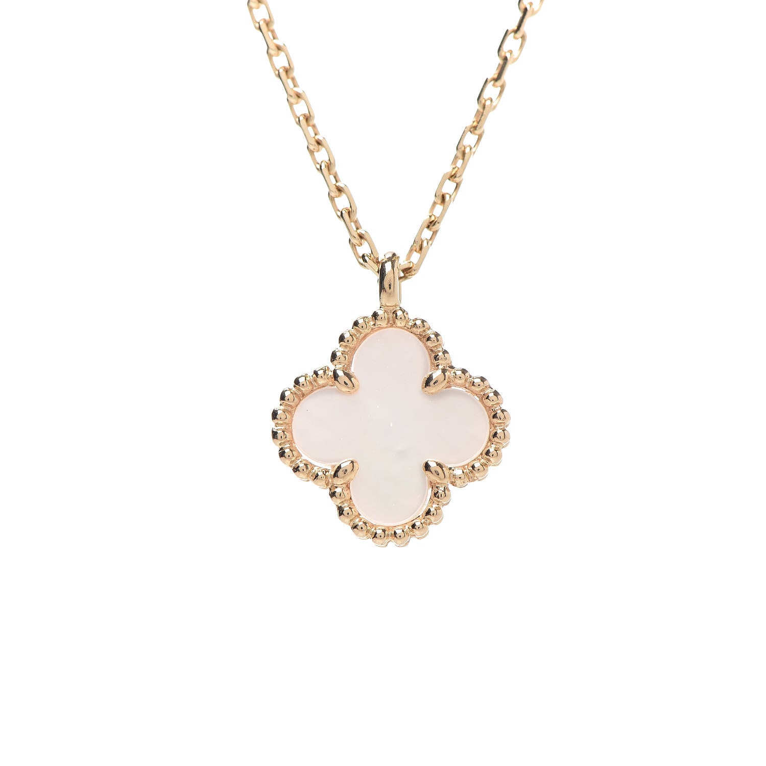 Van Cleef & Arpels 18K Yellow Gold Mother of Pearl Sweet Alhambra Pendant Necklace 4 of 7
