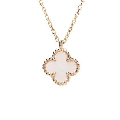 Van Cleef & Arpels 18K Yellow Gold Mother of Pearl Sweet Alhambra Pendant Necklace 4 of 7