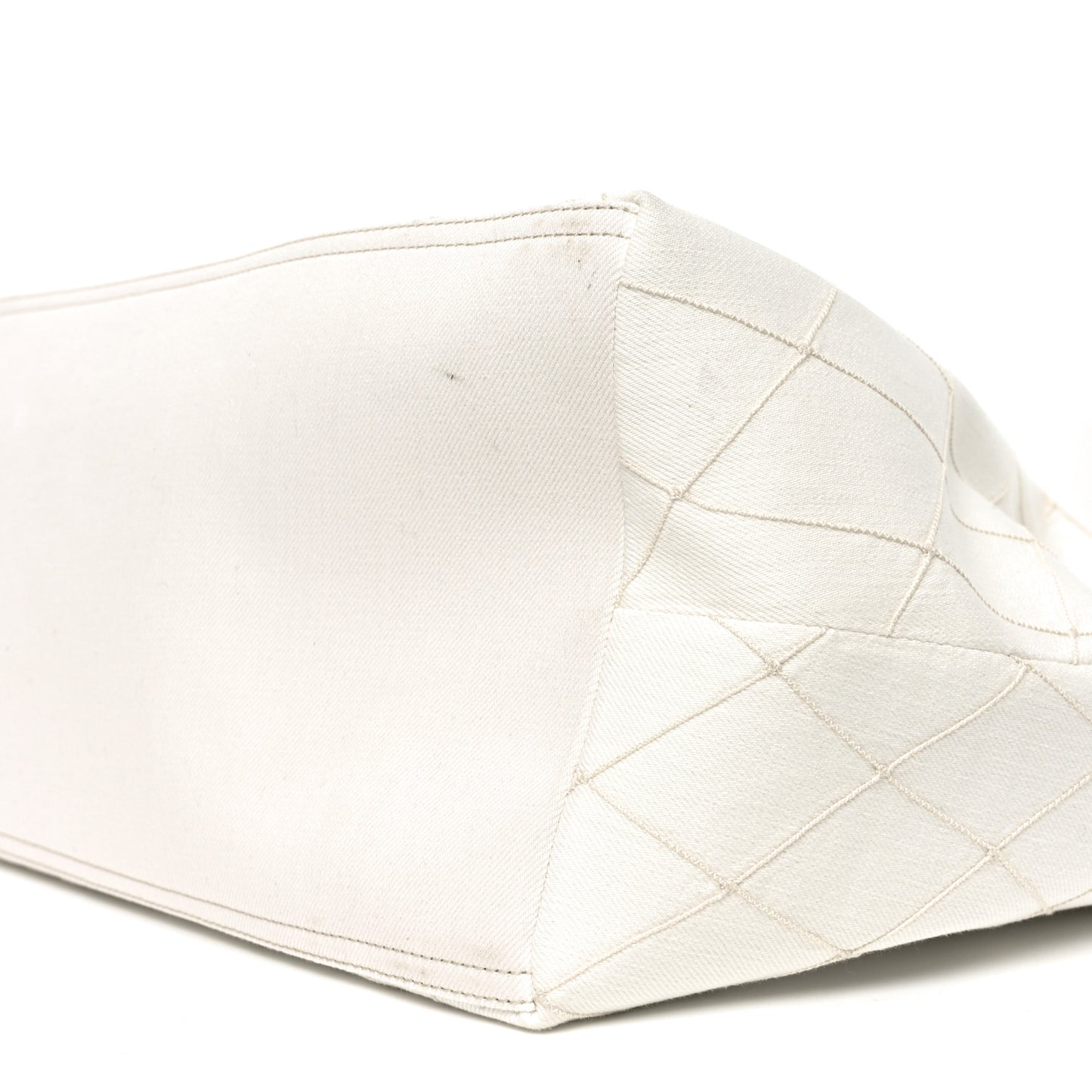 Denim Calfskin Quilted Coco Beach Small Shopping Tote White Black