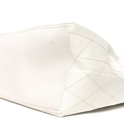 Chanel Denim Calfskin Quilted Coco Beach Small Shopping Tote White Black 11 of 11