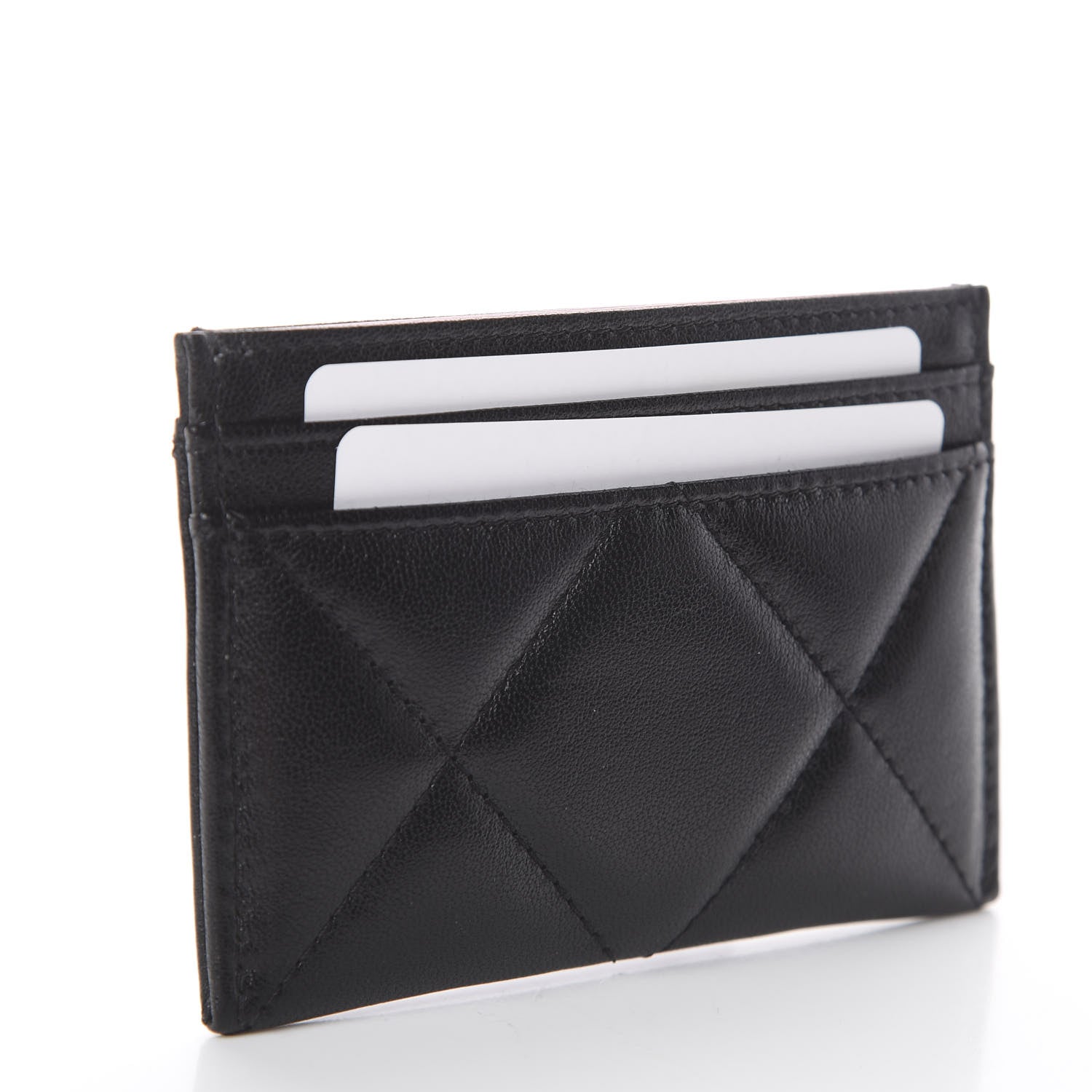 Chanel Shiny Goatskin Quilted Chanel 19 Card Holder Black 2 of 7