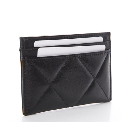 Chanel Shiny Goatskin Quilted Chanel 19 Card Holder Black 2 of 7