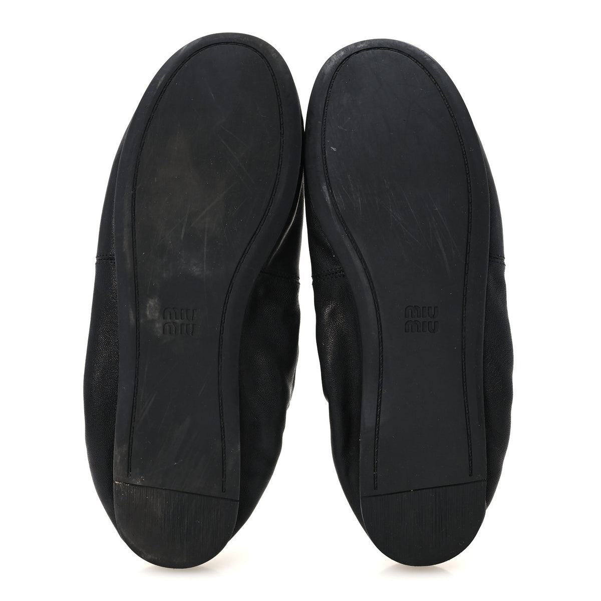 Nappa Ruched Ballerina Flats 37 Black