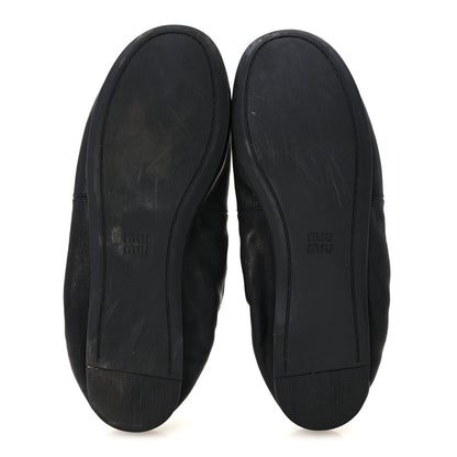 Miu Miu Nappa Ruched Ballerina Flats 37 Black 6 of 9