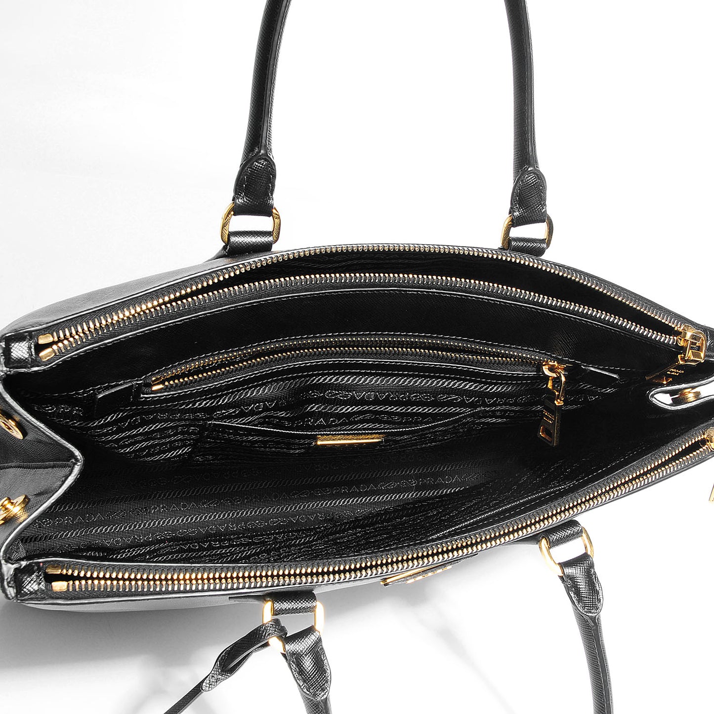 Saffiano Lux Large Double Zip Tote Nero Black