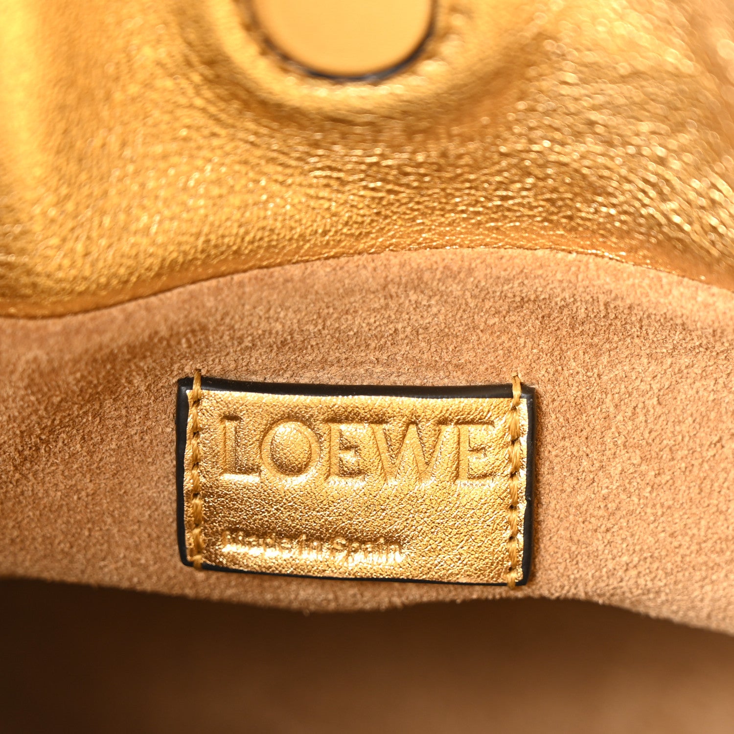 Loewe Metallic Calfskin Mini Chain Flamenco Knot Clutch Gold