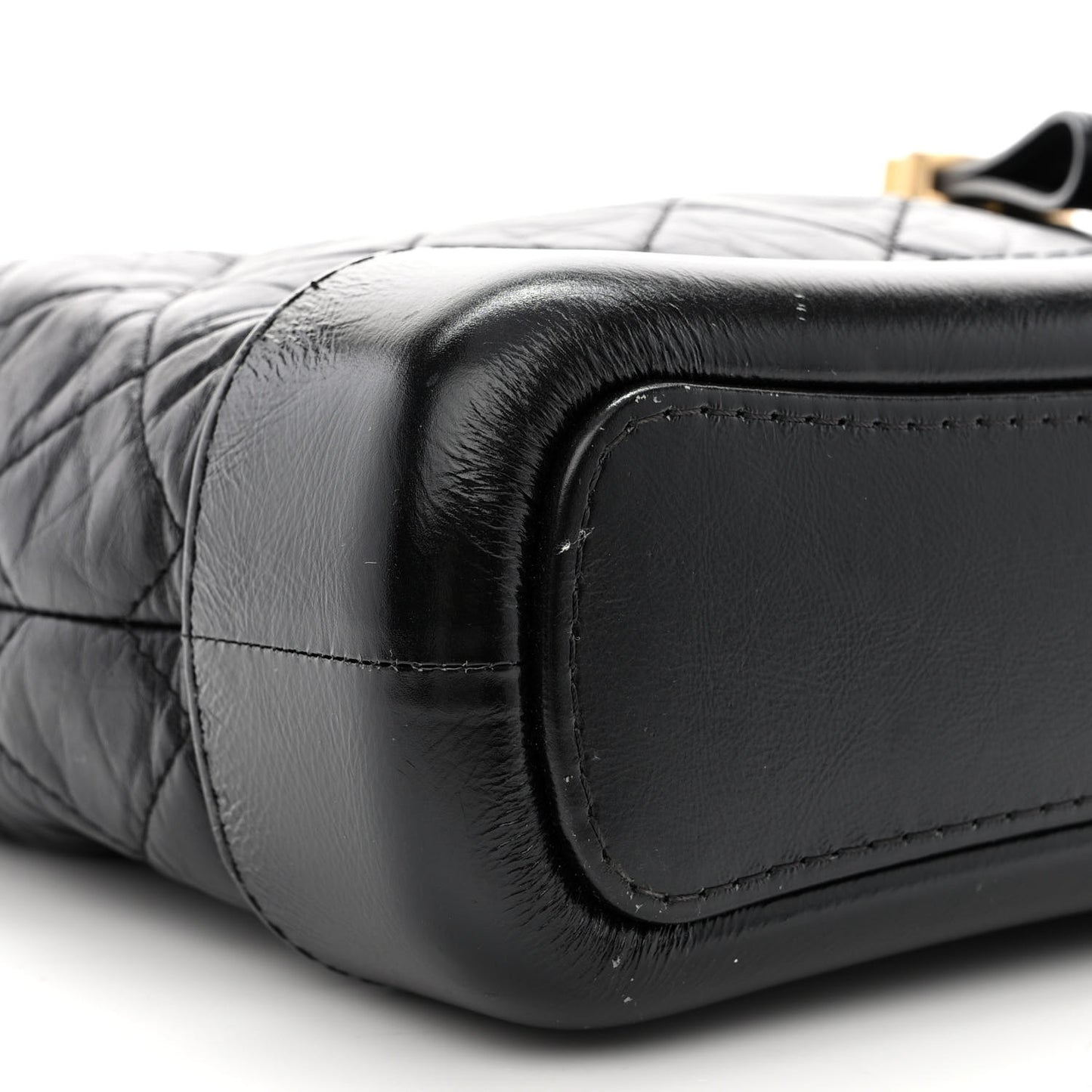 Aged Calfskin Quilted Small Gabrielle Hobo Black