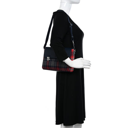 Dolce & Gabbana Wool Calfskin Tartan Kids Satchel Blue Red Multicolor 2 of 10