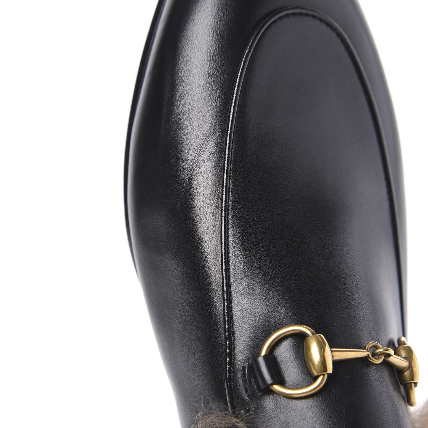 Calfskin Fur Womens Princetown Slippers 40.5 Black