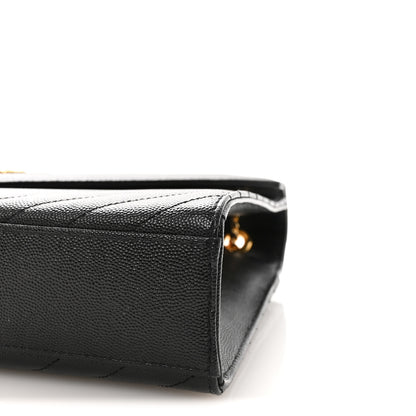 Saint Laurent Grain De Poudre Matelasse Chevron Large Monogram Satchel Black 8 of 8