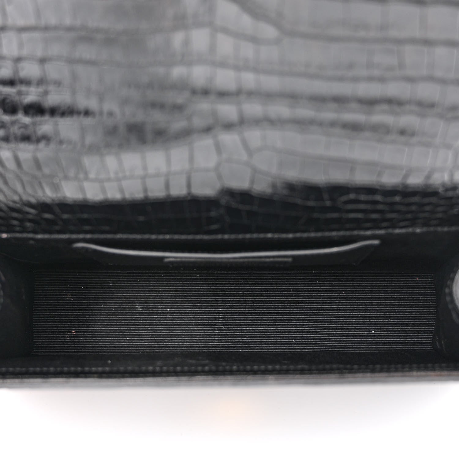 Saint Laurent Calfskin Crocodile Embossed Medium Classic Monogram Kate Tassel Satchel Black 5 of 13