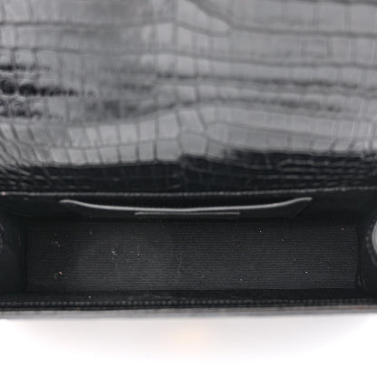 Saint Laurent Calfskin Crocodile Embossed Medium Classic Monogram Kate Tassel Satchel Black 5 of 13
