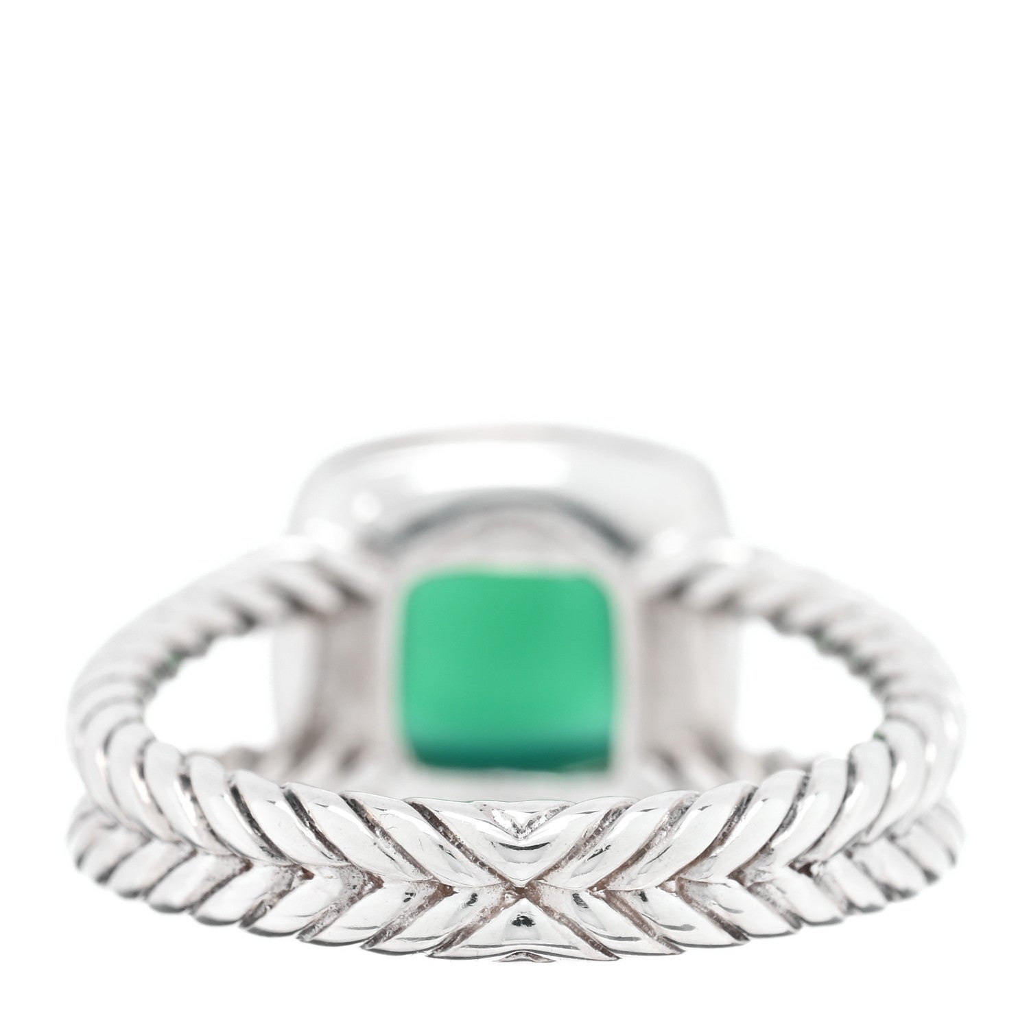 David Yurman Sterling Silver Diamond Green Onyx 7mm Petite Albion Ring 52 6 3 of 4