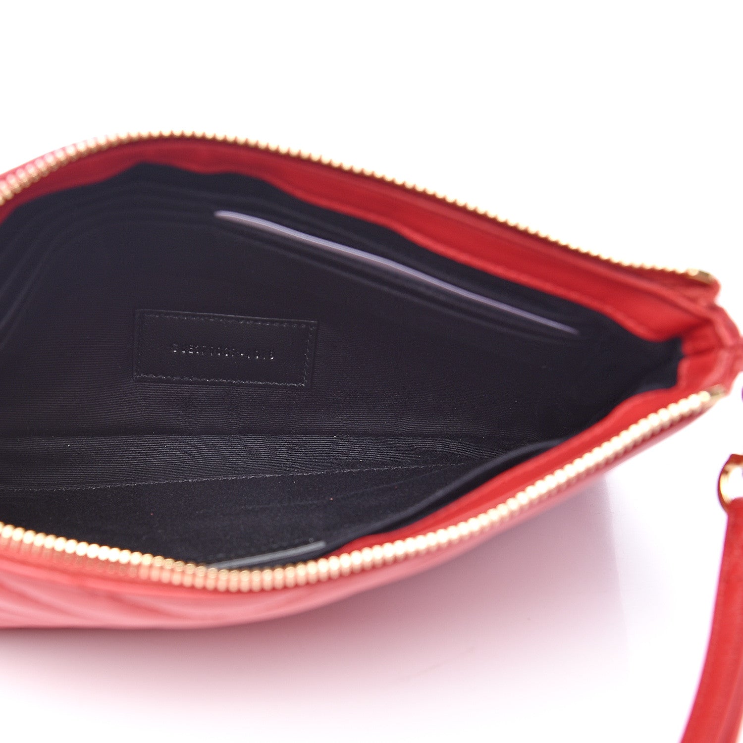 Saint Laurent Calfskin Matelasse Chevron Monogram A5 Wristlet Red 4 of 9