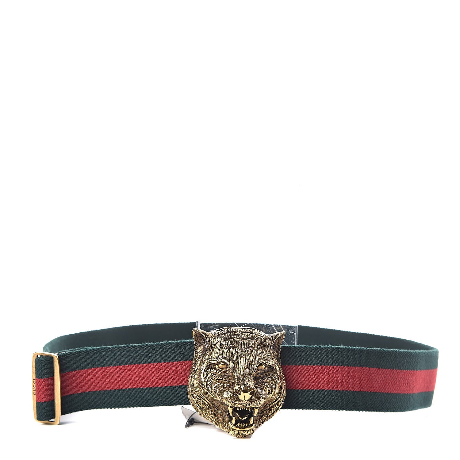 Gucci Web Feline Buckle Belt 80 32 Green Red 1 of 3