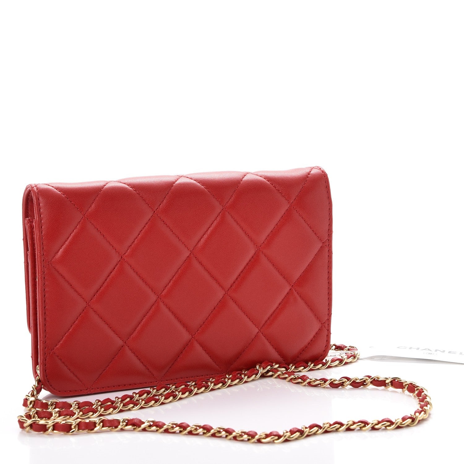 Chanel Lambskin Quilted Golden Class Wallet on Chain WOC Red 3 of 8