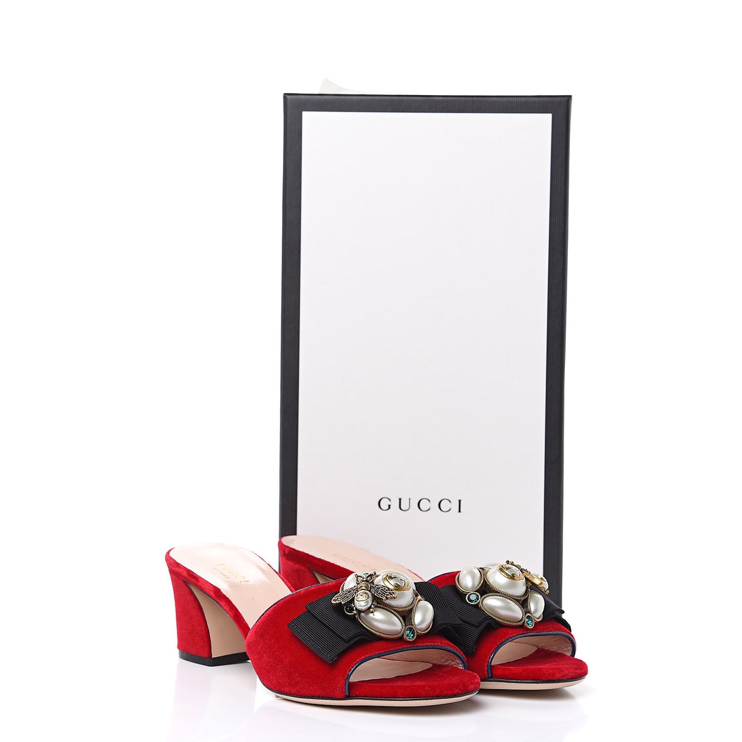 Velvet Etoile Pearl Embellished Mid Heel Slide Sandals 35 Black Hibiscus Red Blue Agata