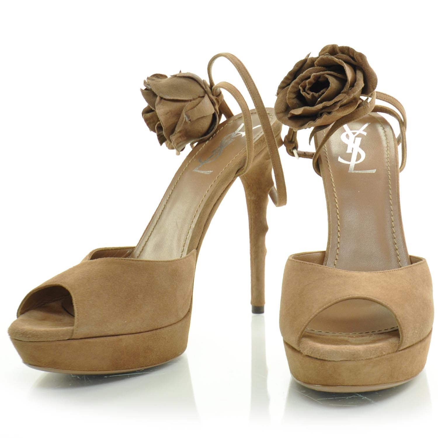 Saint Laurent Suede Chloris Rose Sandals 38 1 of 8