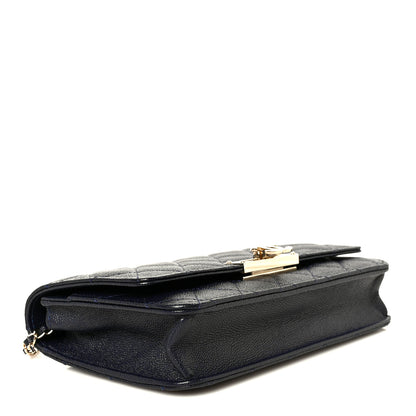Chanel Caviar Quilted Golden Class Wallet On Chain WOC Navy 4 of 11