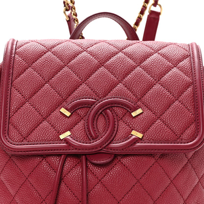 Chanel Caviar Quilted Filigree Backpack Dark Pink 7 of 9