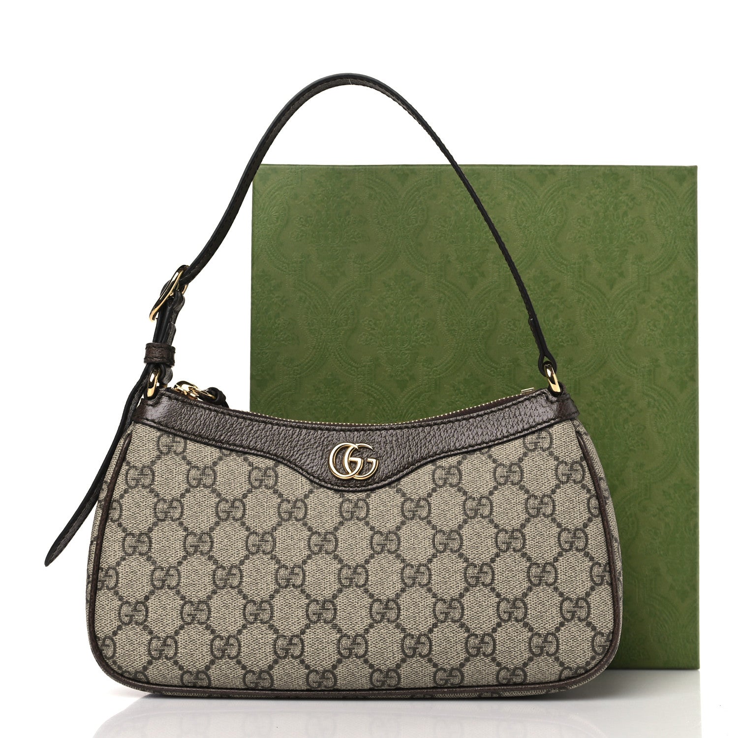 Gucci GG Supreme Monogram Textured Dollar Calfskin Small Ophidia Hobo Beige Ebony New Acero 10 of 10