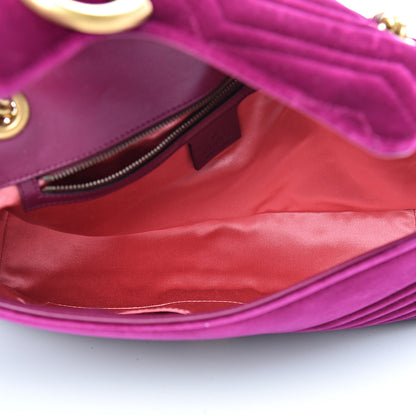 Gucci Velvet Matelasse Medium GG Marmont Shoulder Bag Rubin 9 of 25