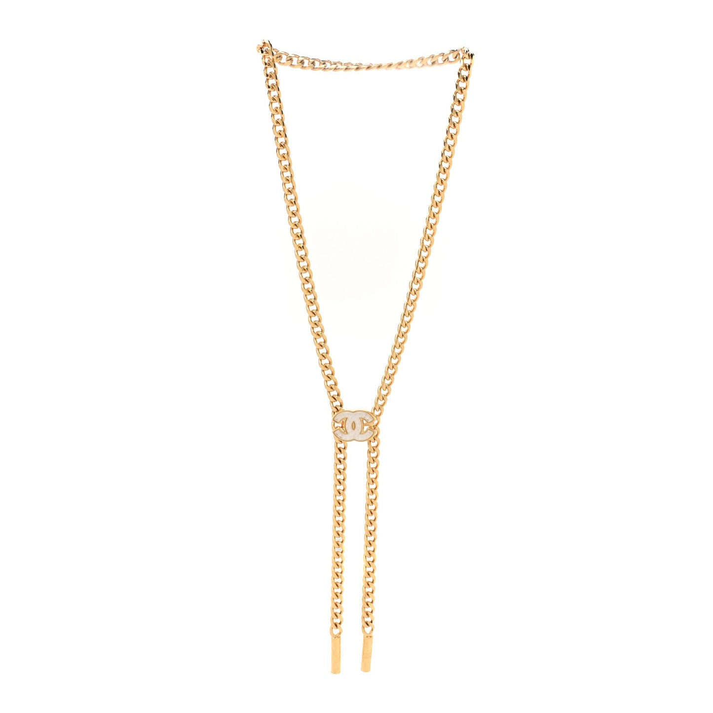 Metal Resin Chain CC Bolo Necklace Gold