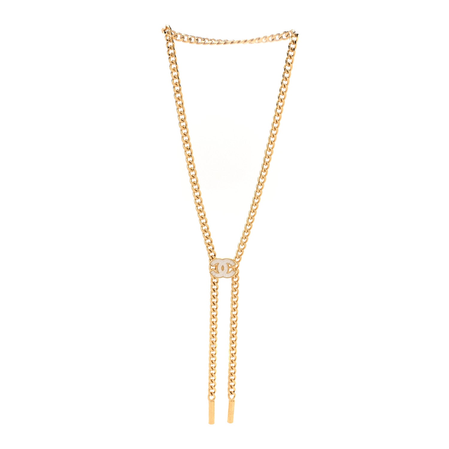 Chanel Metal Resin Chain CC Bolo Necklace Gold 3 of 6