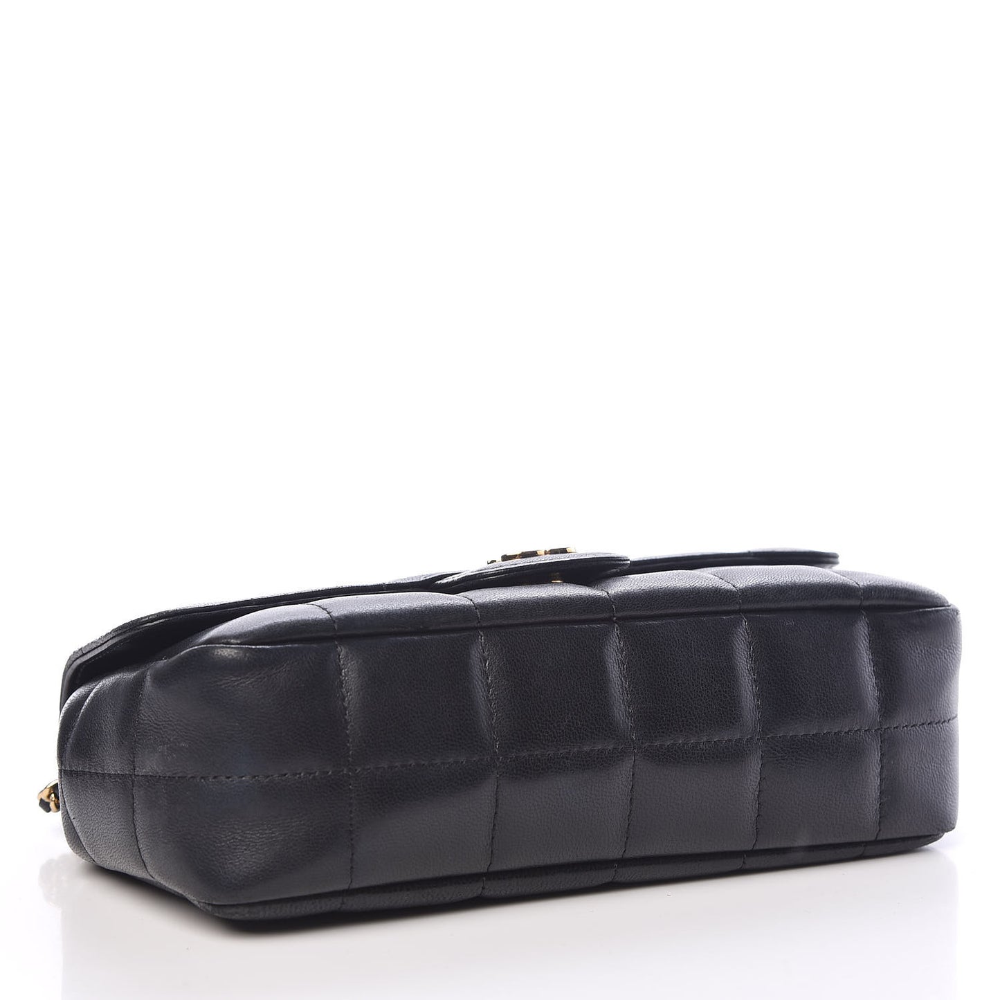 Lambskin Quilted Mini Chocolate Bar Camellia Flap Black