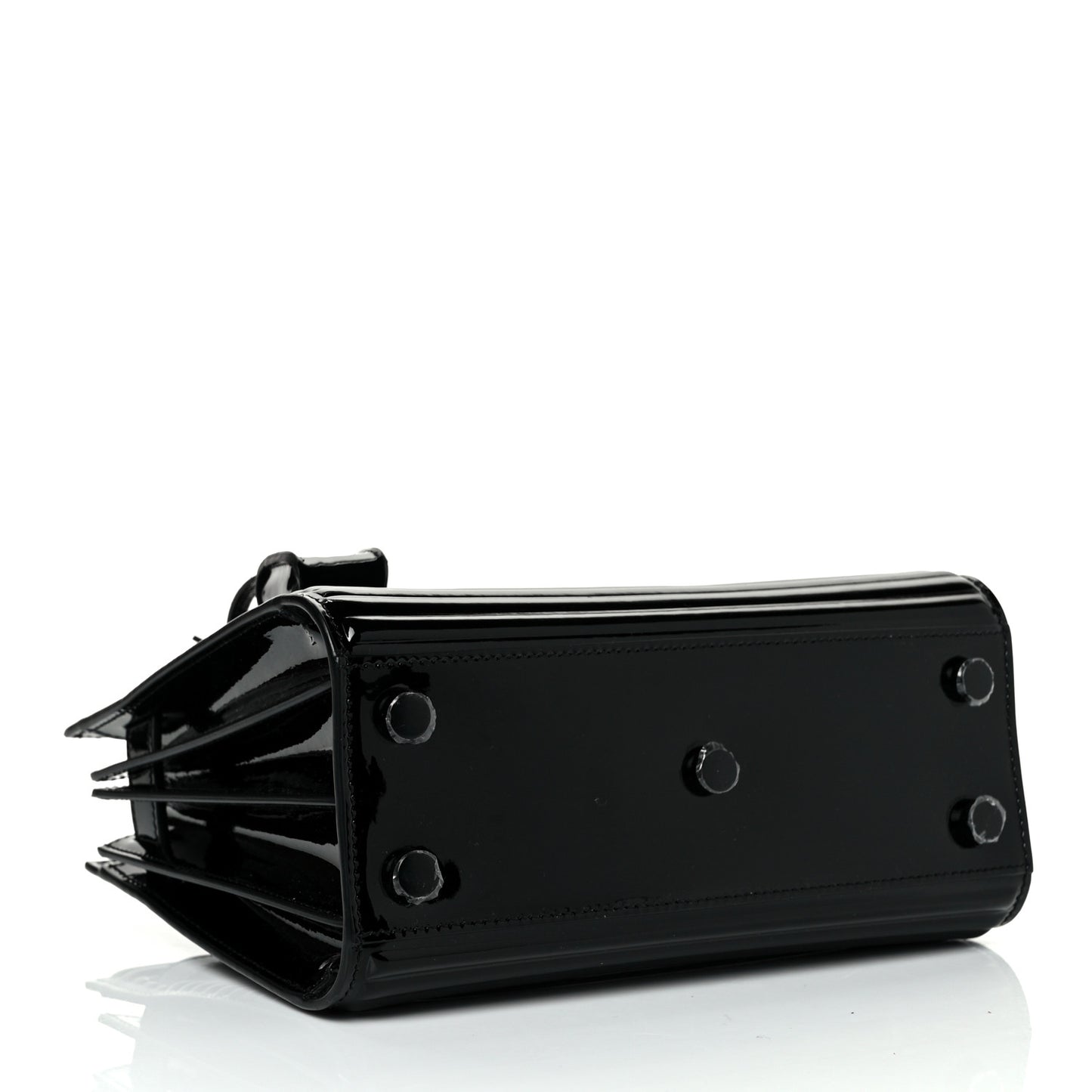 Ribbed Patent Calfskin Nano Sac De Jour Black