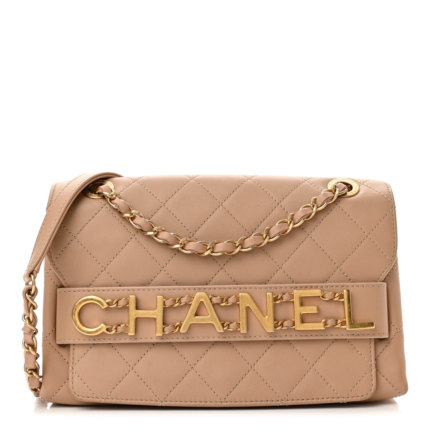 Chanel Calfskin Quilted Enchained Flap Beige 1 of 10