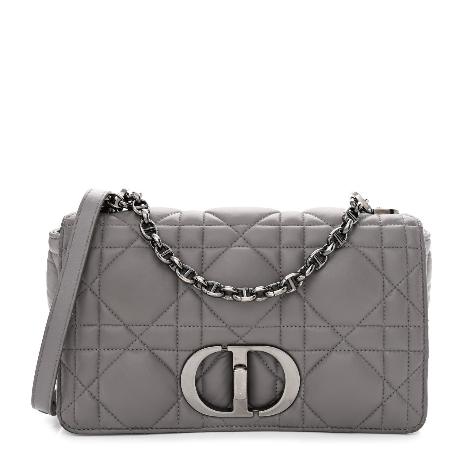 Christian Dior Calfskin Macrocannage Medium Caro Bag Iron Grey 1 of 10