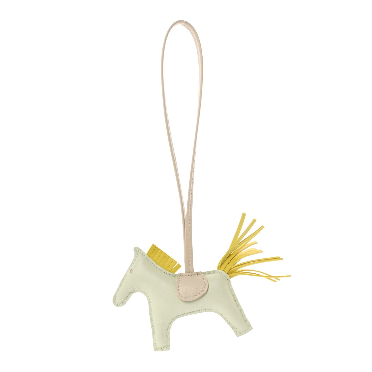 Milo Lambskin Grigri Rodeo Horse Bag Charm PM Vert Fizz Lime Craie